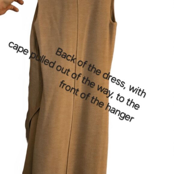 NWT Halston AMAL Dress XS Camel Merino Wool Authentic Designer Maxi Cape Sleeve - Picture 4 of 6